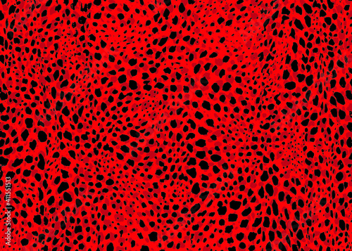Red Cheetah spots pattern design. Vector illustration background. Wildlife fur skin design illustration.