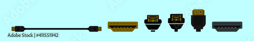 set of hdmi cartoon icon design template with various models. vector illustration isolated on blue background