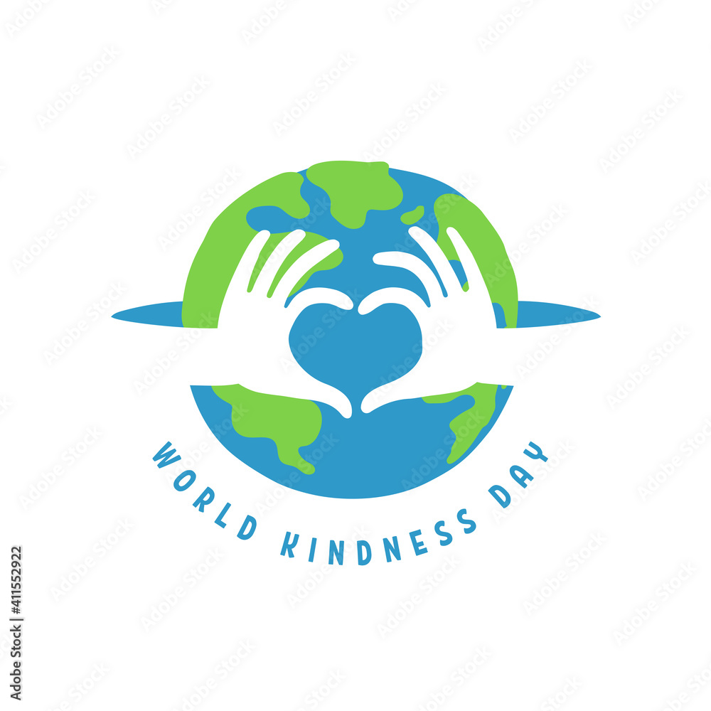 World kindness day logo. Random acts of kindness day emblem. Caring