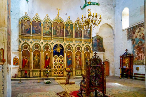 Georgia, Inside the Ananuri church, beautiful icons.
