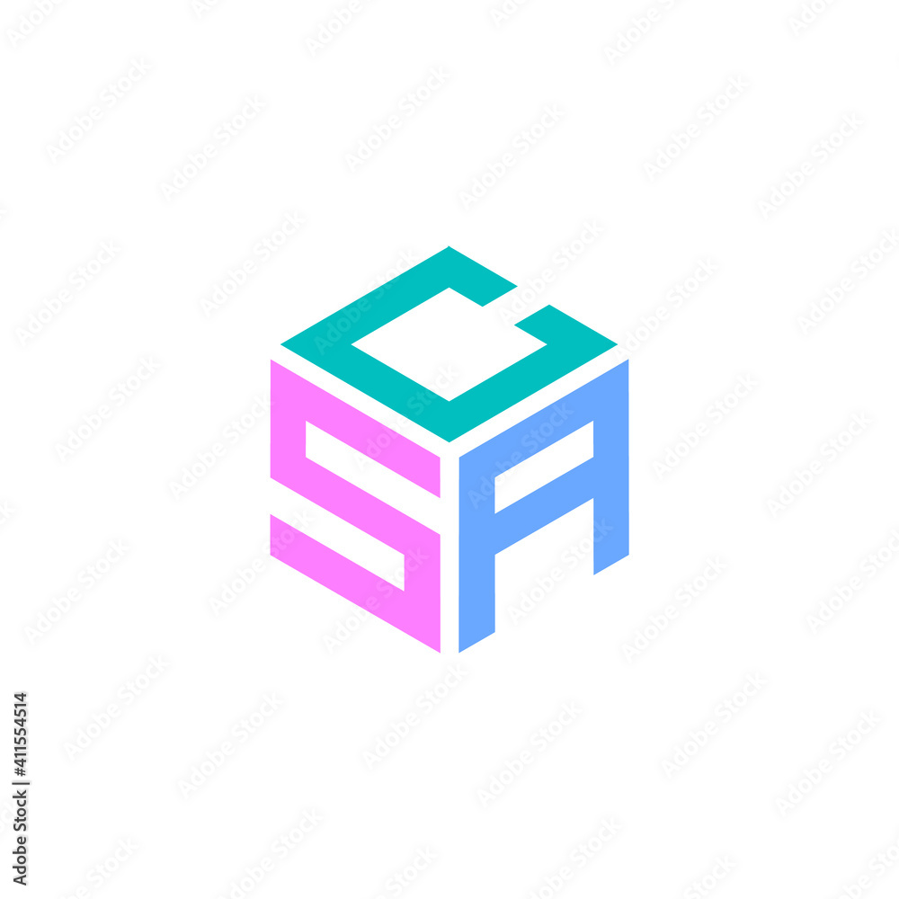 Hexagon logo with the letters CSA. Initial design vector