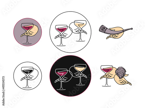 Wine concept collection for a logo on a white background
