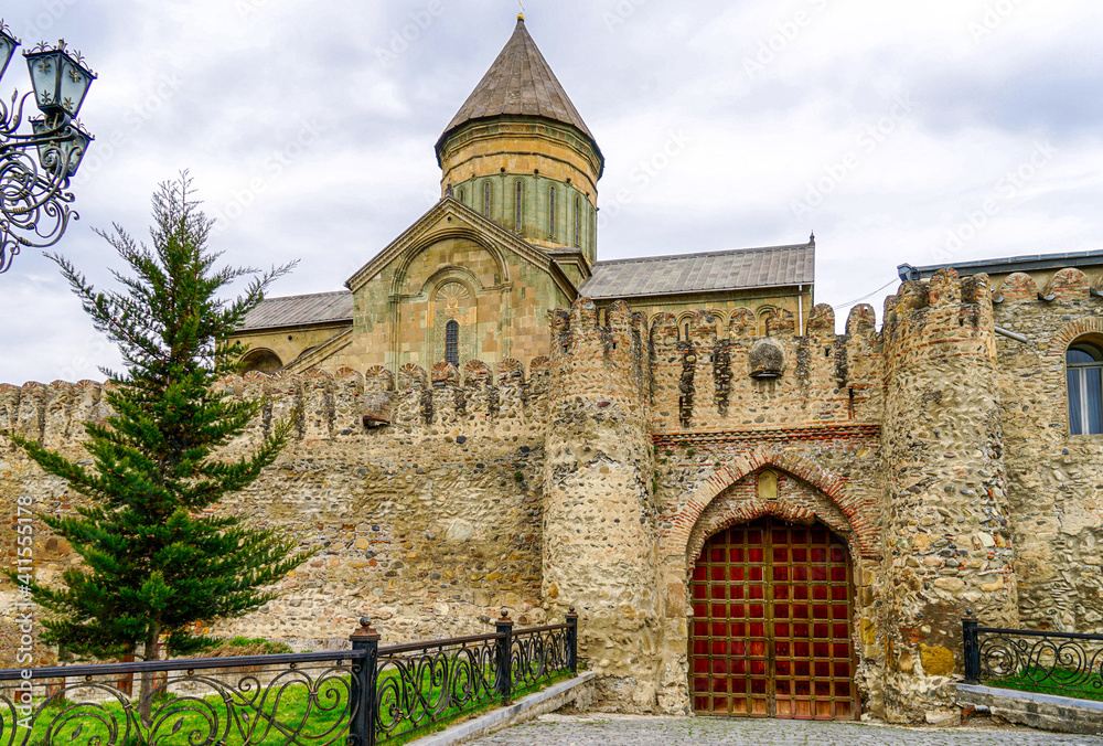 The Svet Izchoveli orthodox Cathedral, in the city of Mzcheta or Mtskheta, in Georgia. 