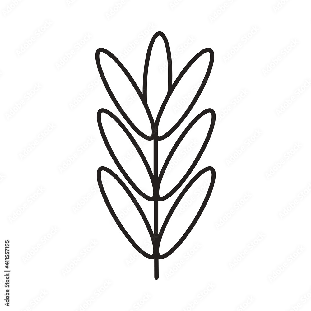 Leaves icon. Vector icon of a branch with leaves on a solid background.