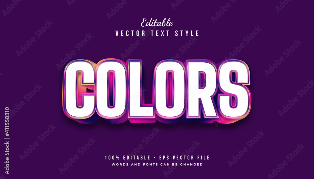 Bold Colorful Text Style Effect with Embossed Effect