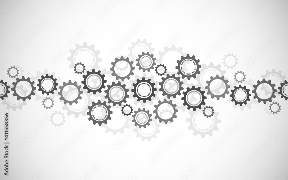 Cogs and gear wheel mechanisms. Hi-tech digital technology and engineering. Abstract technical background Cogs and gear wheel mechanisms. Hi-tech digital technology and engineering. Abstract technical background