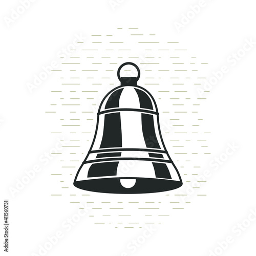 Black and white metal bell. Vector illustration.