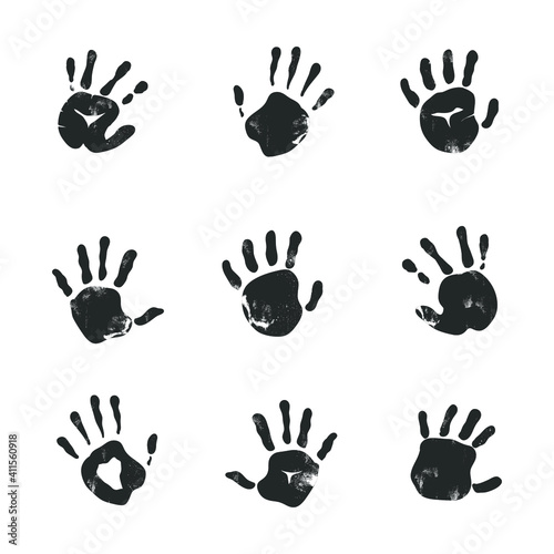 Collection of handprints isolated on white. Vector illustration. © Iryna