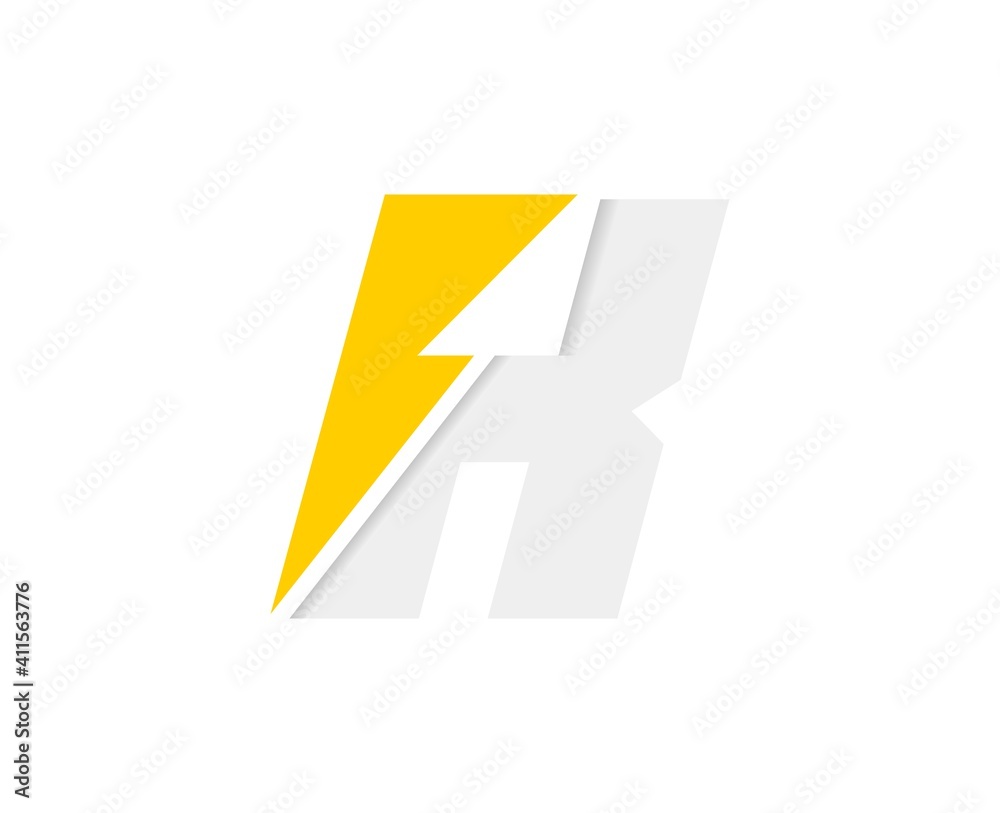 K letter logo, vector font with lightning flash power icon K letter logo, vector font with lightning flash power icon