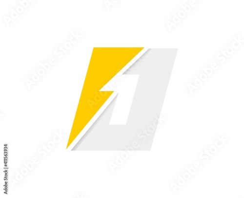 O letter logo, vector font with lightning flash power icon