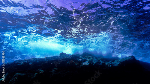 Underwater waves in sunlight