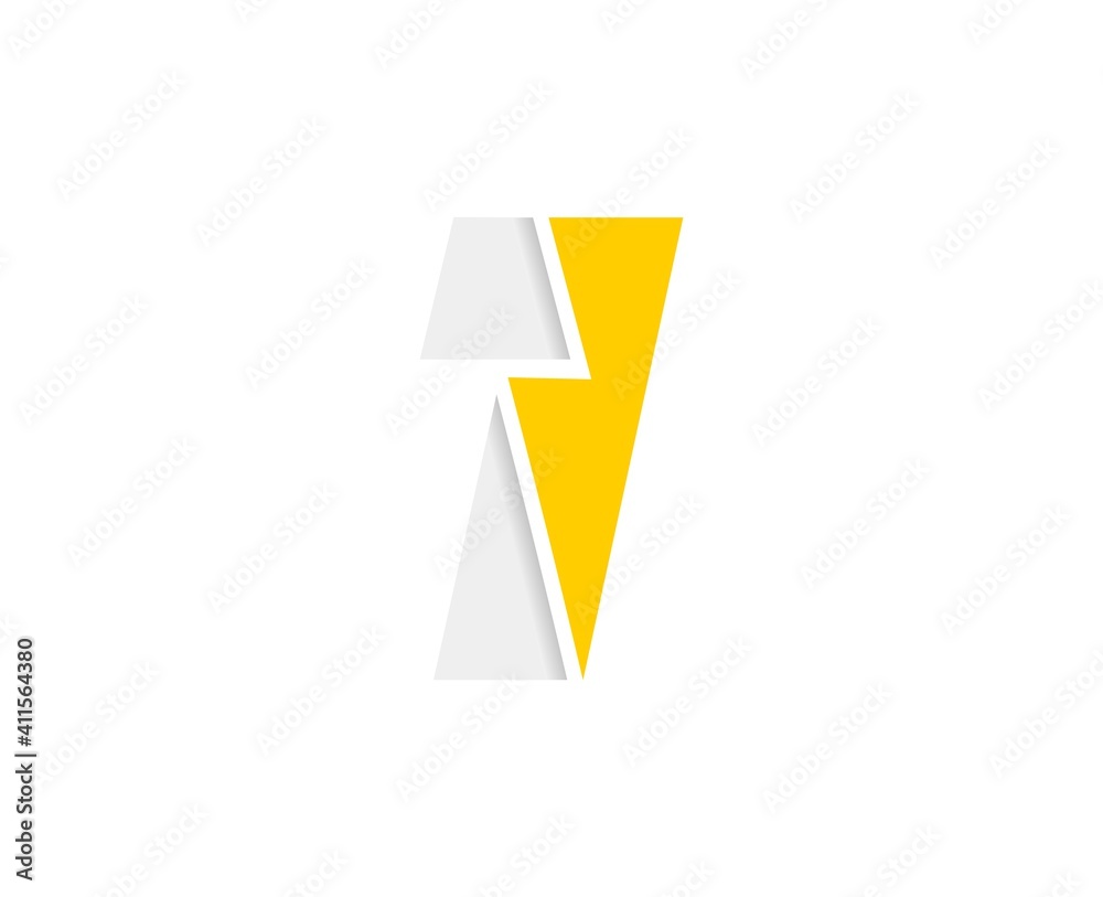 1 number logo, vector font with lightning flash power icon 1 number logo, vector font with lightning flash power icon