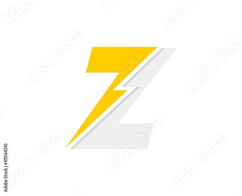 Z letter logo, vector font with lightning flash power icon