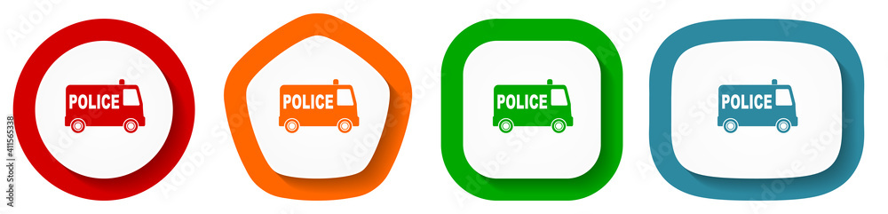Police vector icon set, flat design buttons on white background for webdesign and mobile phone apps Police vector icon set, flat design buttons on white background for webdesign and mobile phone apps