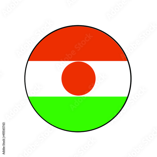 Niger green, white, and orange Flag Button circle for African push button concepts.