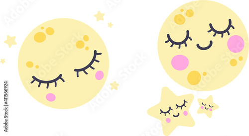 Childish print with the cute moon. Trendy bedtime, good night kids vector print. Ideal for creating posters, cards, prints, digital paper, kids clothing, nursery prints, and kids 