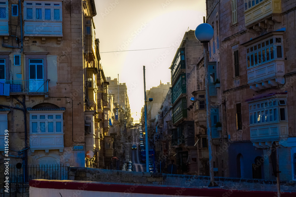 Down town Valletta at sunset