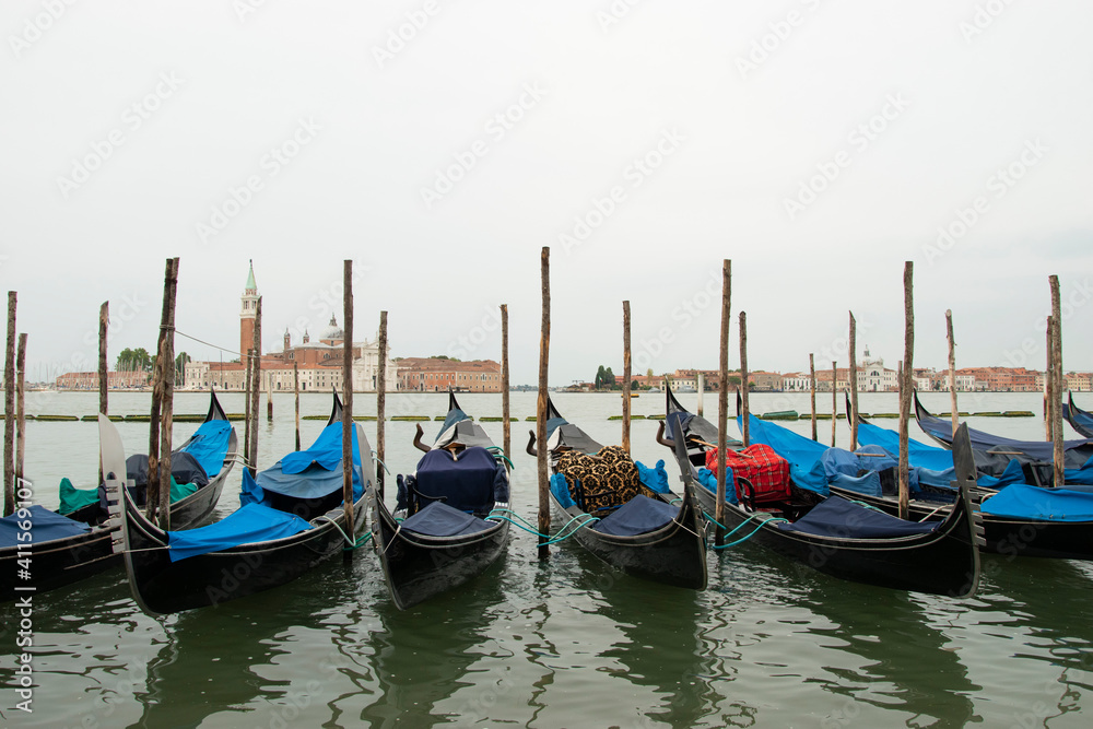 The gondola, typical boat of the city of Venice, Italy, Europe.