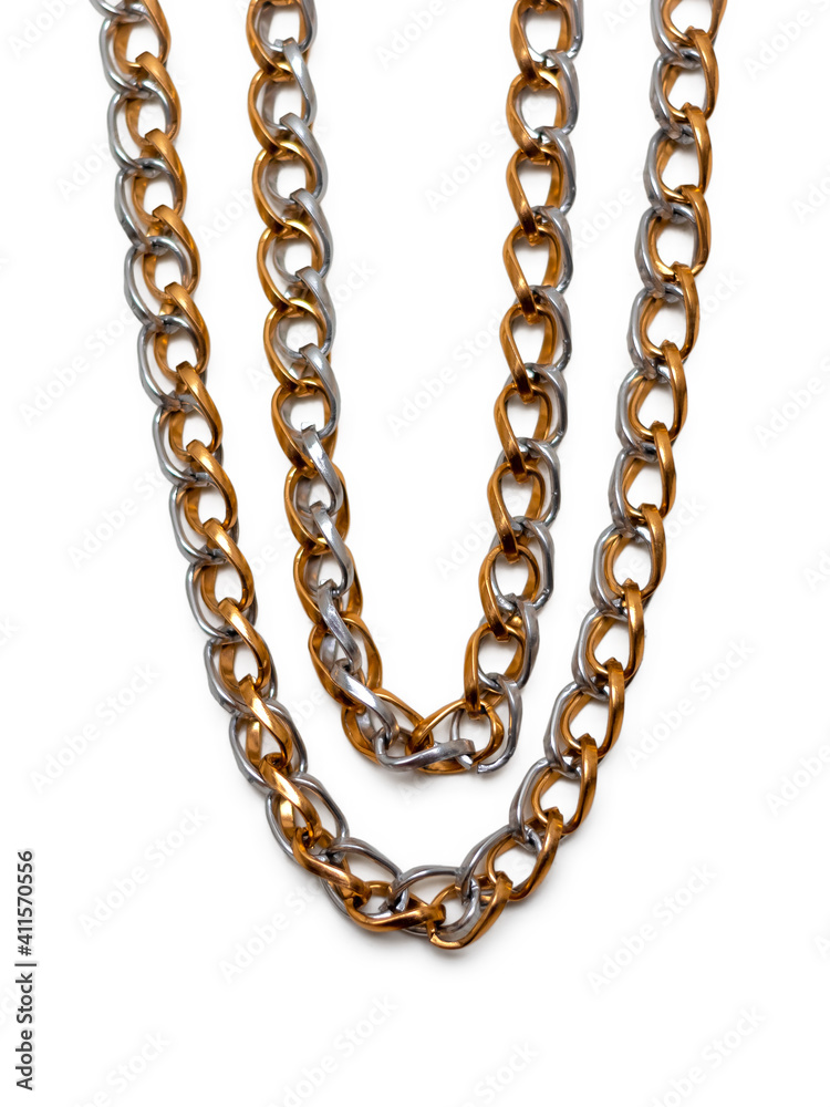 Jewelry chain made of yellow and white metal Jewelry chain made of yellow and white metal