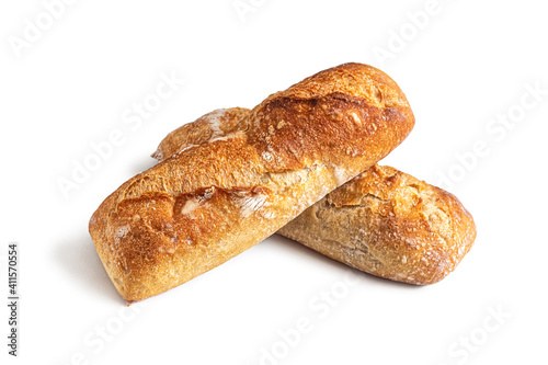 Fresh French mini baguette from the bakery, with a crisp crust