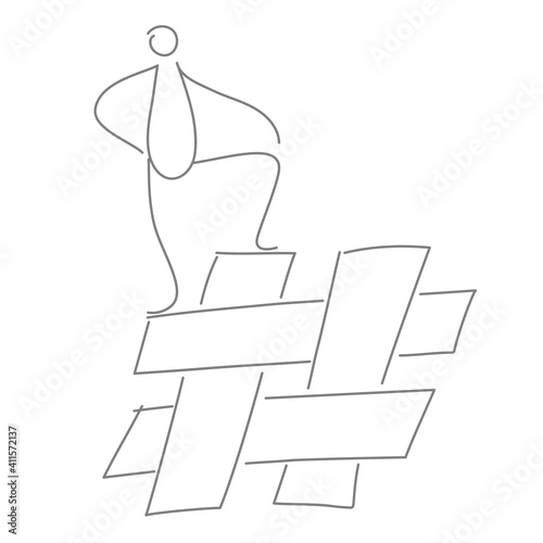 trendsetter a, influencer standing on hashtag sign as a winner