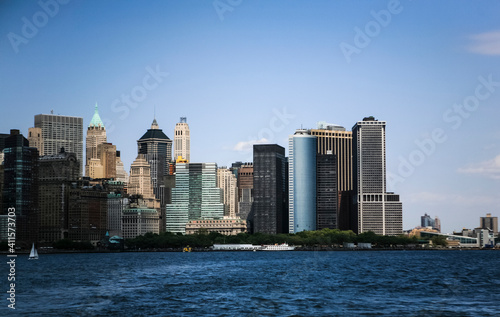 Hudson River By Manhattan Skyline