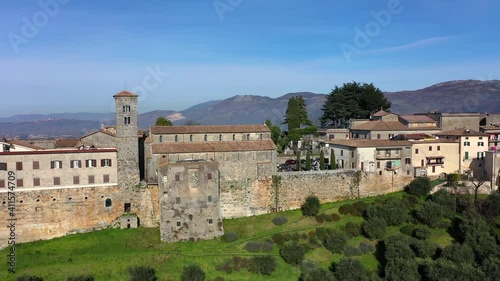 the City of Ferentino, Frosinone, Lazio, Italy, famous for its ancient polygonal walls.
Aerial view of the historic center of Ferentino in Ciociaria