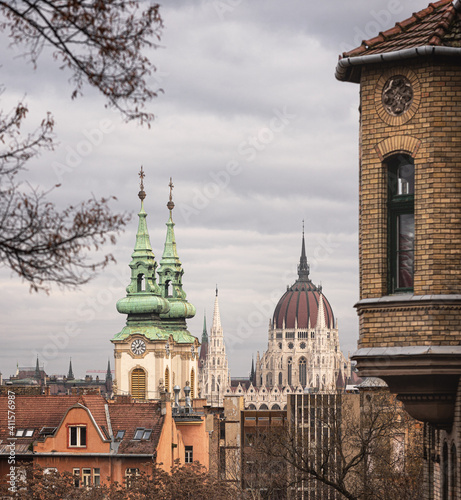 View on the Hungarian Parliament with temple towers