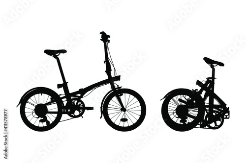 Folding bike. Vector silhouette illustration on white background