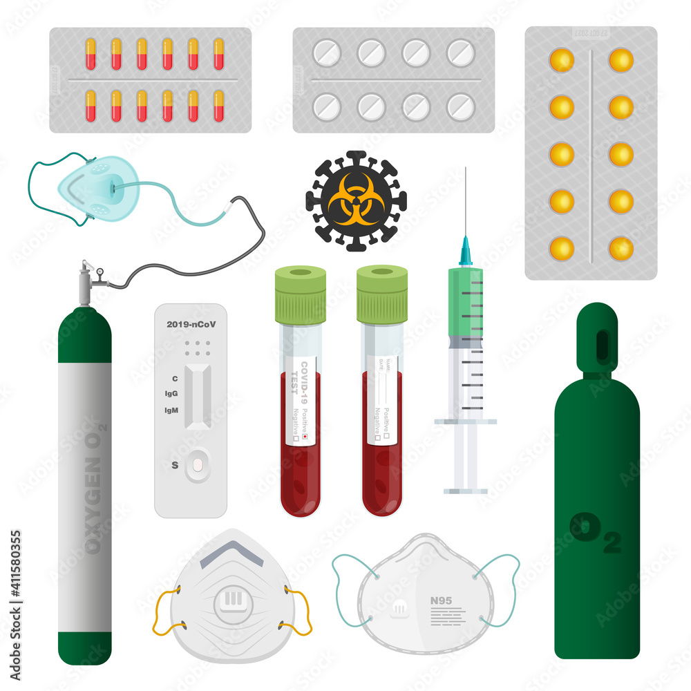 Medical and laboratory concept set icons vector Medical and laboratory concept set icons vector