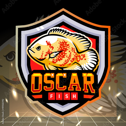 White oscar fish mascot. esport logo design