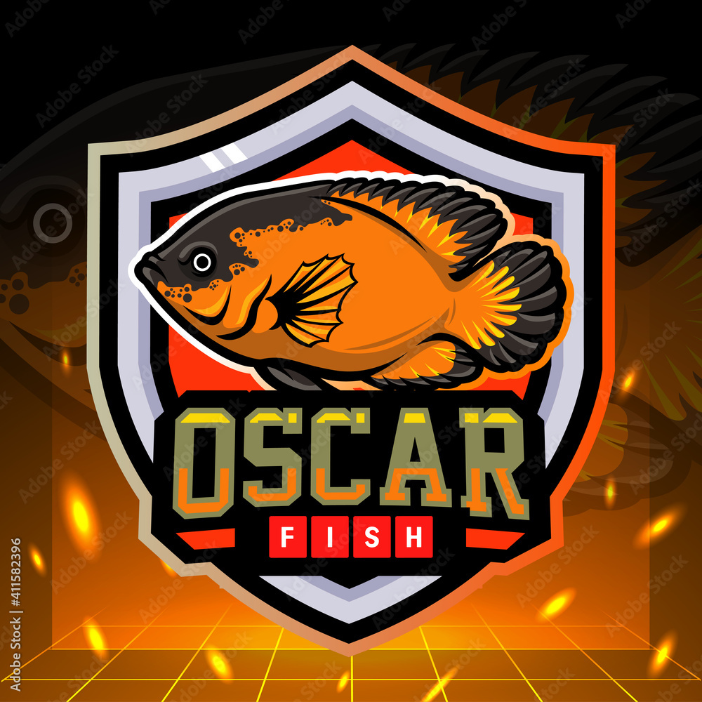 Cichlids oscar fish mascot. esport logo design