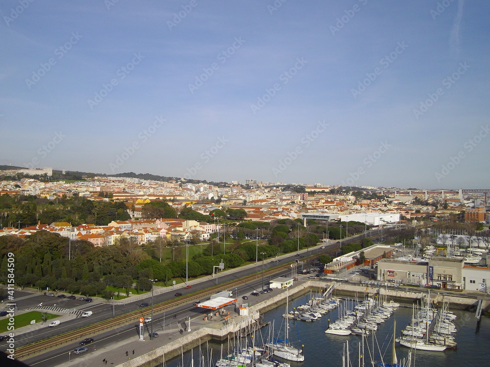 Vue aérienne depuis la tour de Belem, Lisbonne