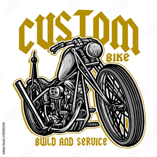 Photo vector of classic custom motorcycle badge