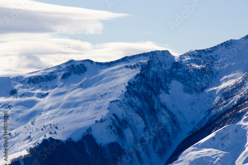 Snowy mountains landscape in Gudauri, Georgia © taidundua