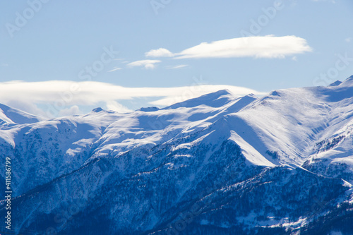 Snowy mountains landscape in Gudauri  Georgia