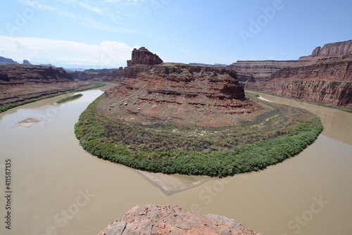 Shafer Canyon road near Colorado river in Canyonlands National Park, Utah photo