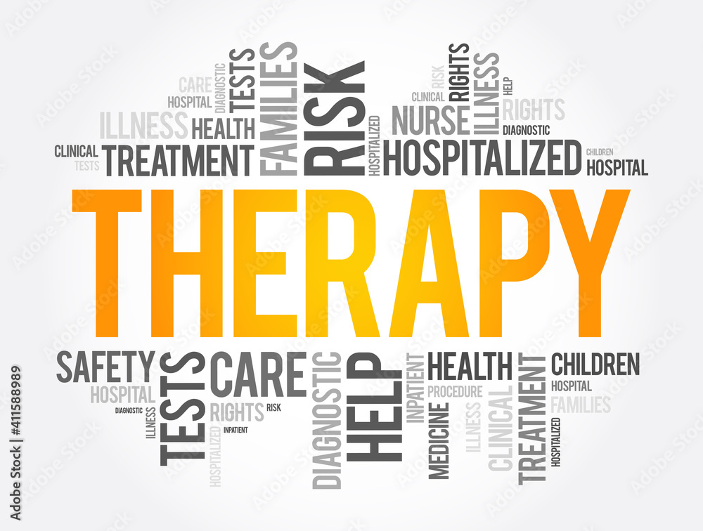 Therapy word cloud collage, health concept background Therapy word cloud collage, health concept background