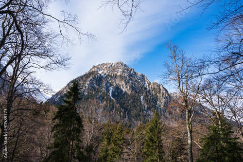 Obraz na płótnie Mountain peak in Romanian Carpathians near Bucegi in winter w salonie