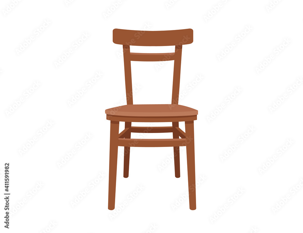 Classic wooden chair front view vector illustration on white background