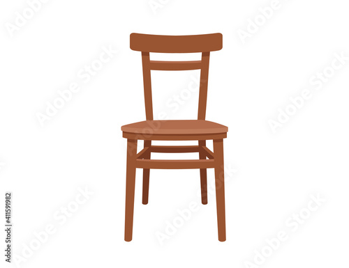 Classic wooden chair front view vector illustration on white background