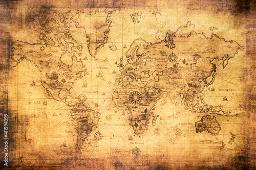Obraz mapa świata Vintage na starym pergaminie