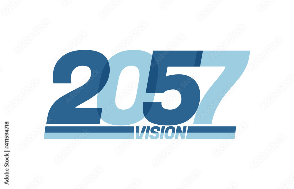 Happy new year 2057. Typography logo 2057 vision, 2057 New Year banner Happy new year 2057. Typography logo 2057 vision, 2057 New Year banner