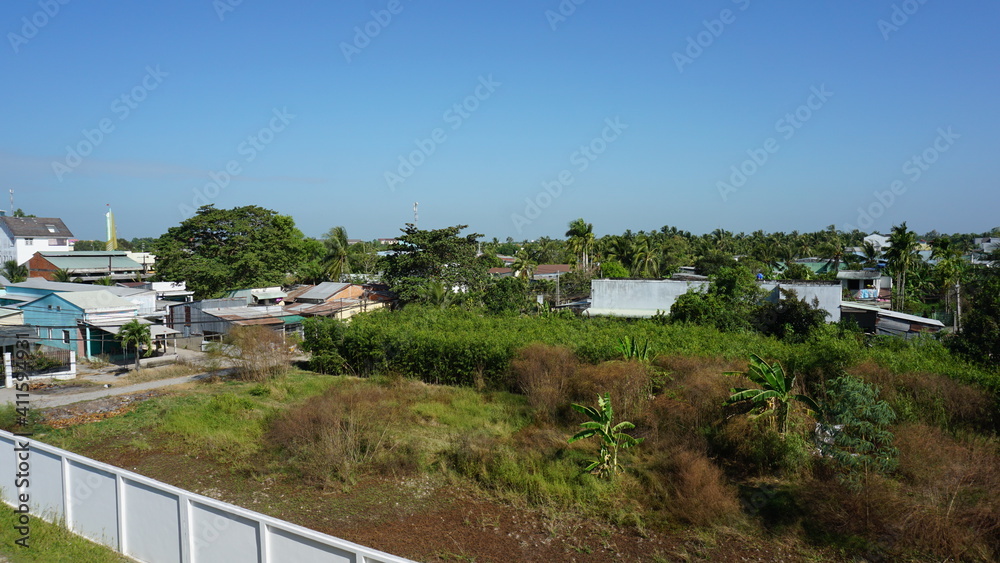 the view out of a hotel window in Soc Trang, Mekong-Delta, Vietnam, January