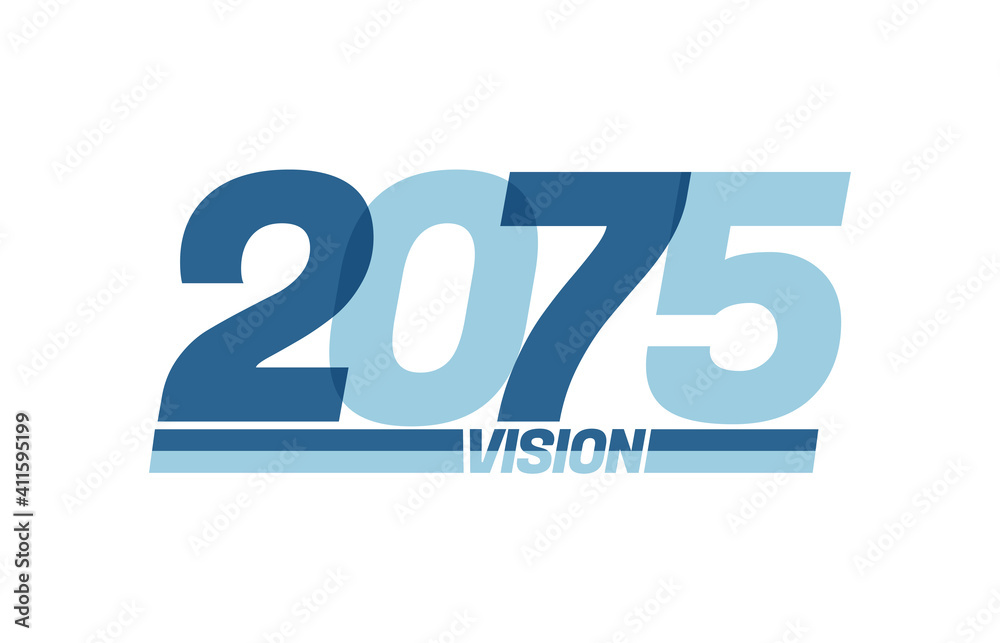 Happy new year 2075. Typography logo 2075 vision, 2075 New Year banner Happy new year 2075. Typography logo 2075 vision, 2075 New Year banner