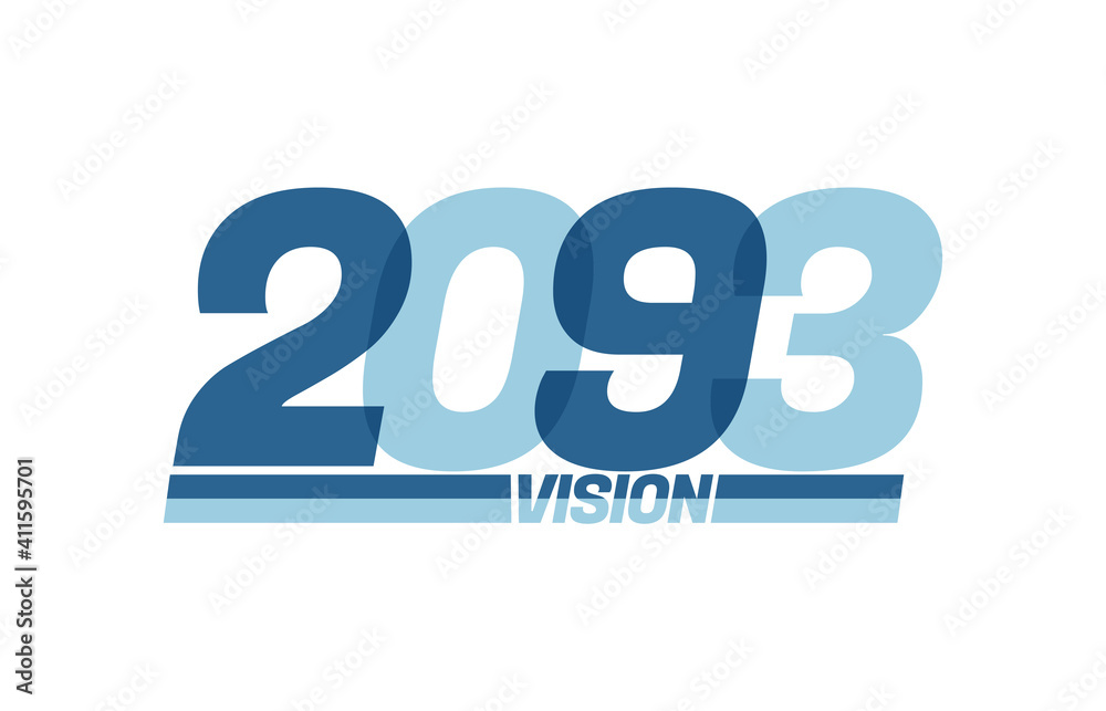 Happy new year 2093. Typography logo 2093 vision, 2093 New Year banner Happy new year 2093. Typography logo 2093 vision, 2093 New Year banner