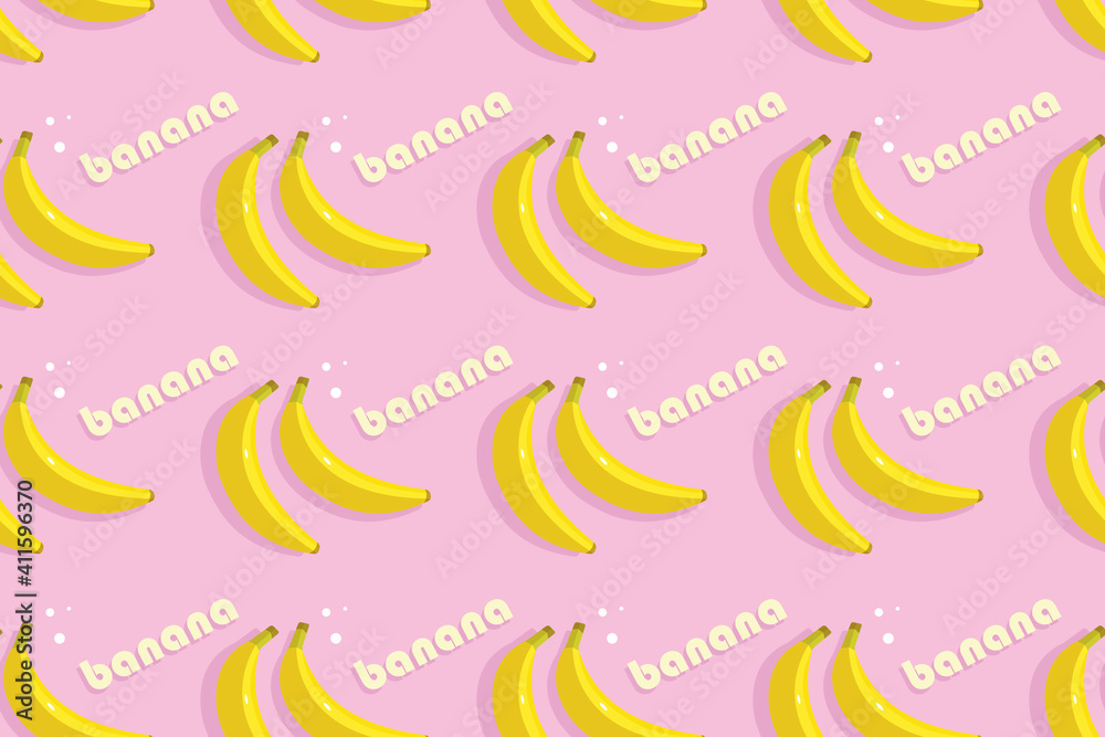 seamless pattern, with bananas, bright yellow fruit, summer vector graphics