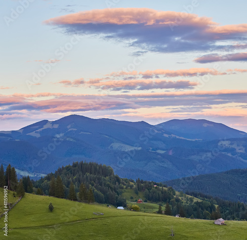 Summer landscape in mountains and the blue sky