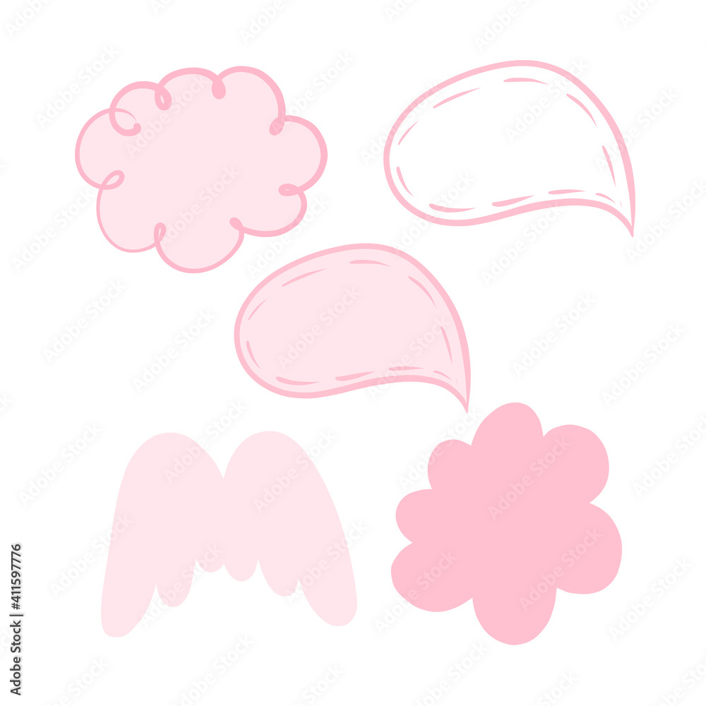 set of vector frames of different shapes in pink color, hand-drawn set of vector frames of different shapes in pink color, hand-drawn