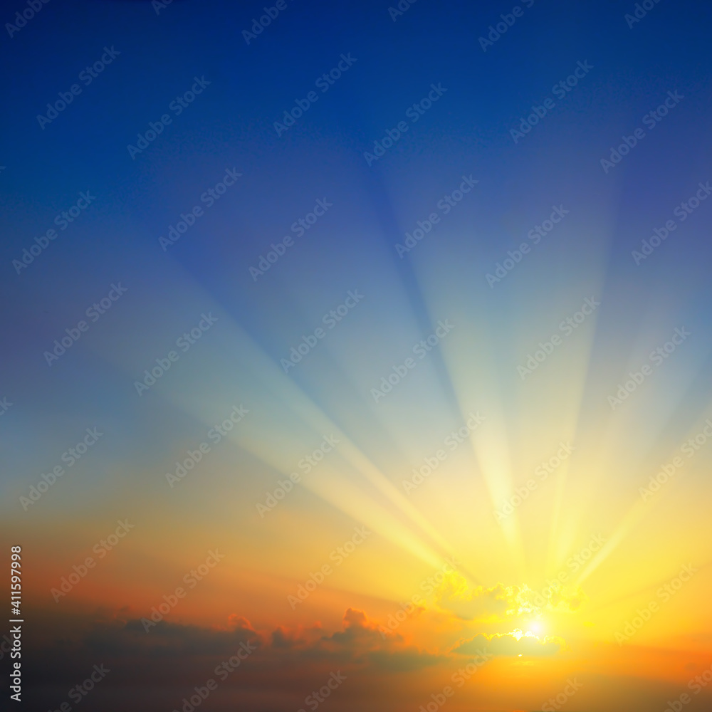 Fototapeta premium Amazing summer sunrise background. Beautiful sunset.